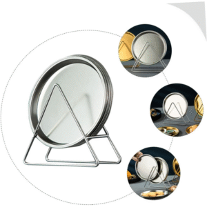 Stainless Steel Plate Set with Holder, view 3