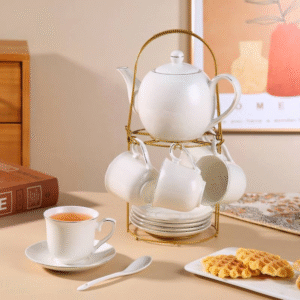 White Gold Tea Set with Stand, view 1
