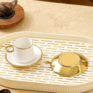 White Gold Tea Cups and Saucers, view 3