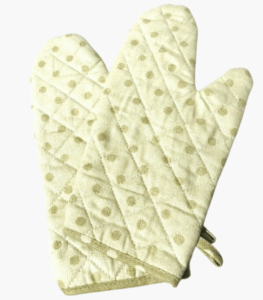 Beige Polka Oven Mitts, view 1