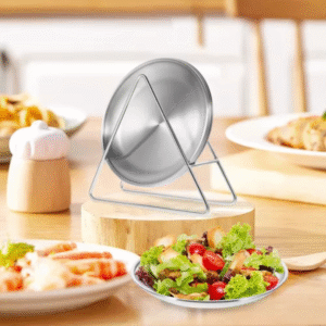 Stainless Steel Plate Set with Holder, view 5
