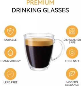 330ml Glass Coffee Mugs, view 3