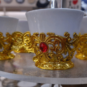 Turkish Tea Cups with Gold Design, view 1