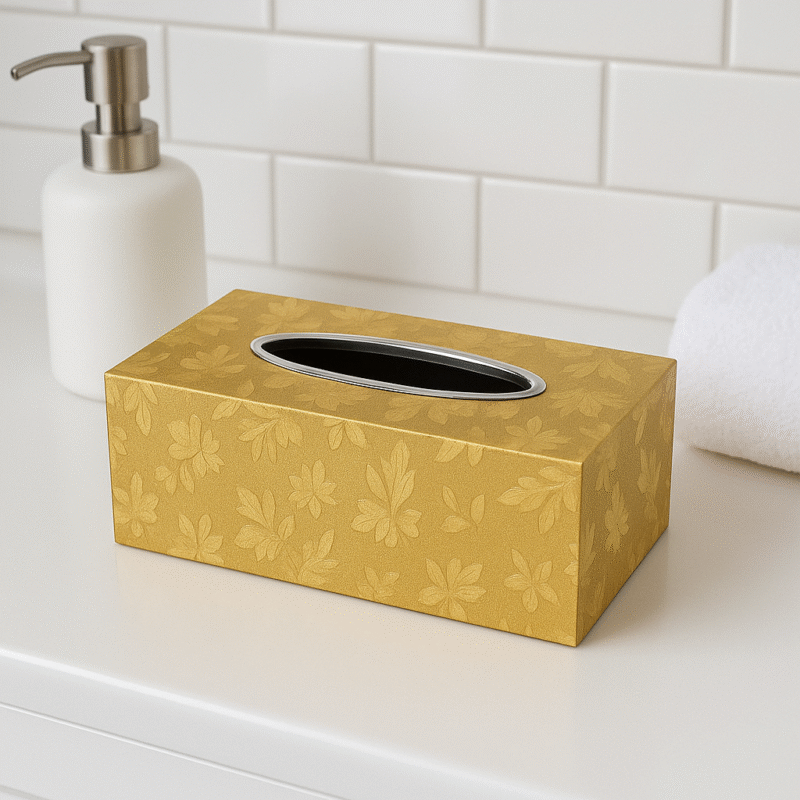 Florent Gold Tissue Box - Florent Gold Tissue Box – Fancy Rectangular Holder for Hotels & Tables (view 3)