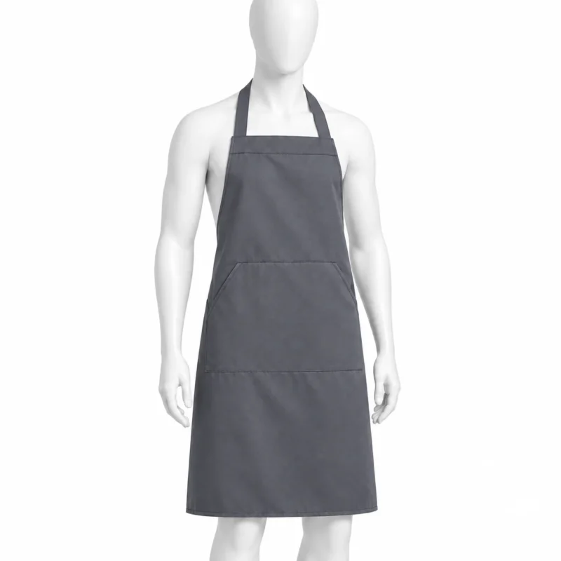 Adjustable Bib Unisex Aprons - Adjustable Bib Unisex Aprons with Two Pockets Dark Grey – Modern & Durable (view 3)