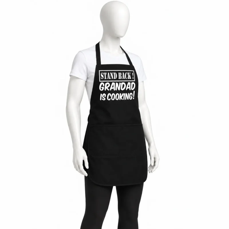 Grandad Is Cooking Black Chef Apron - GRANDAD IS COOKING Black Chef Apron | Funny Grandad Gift