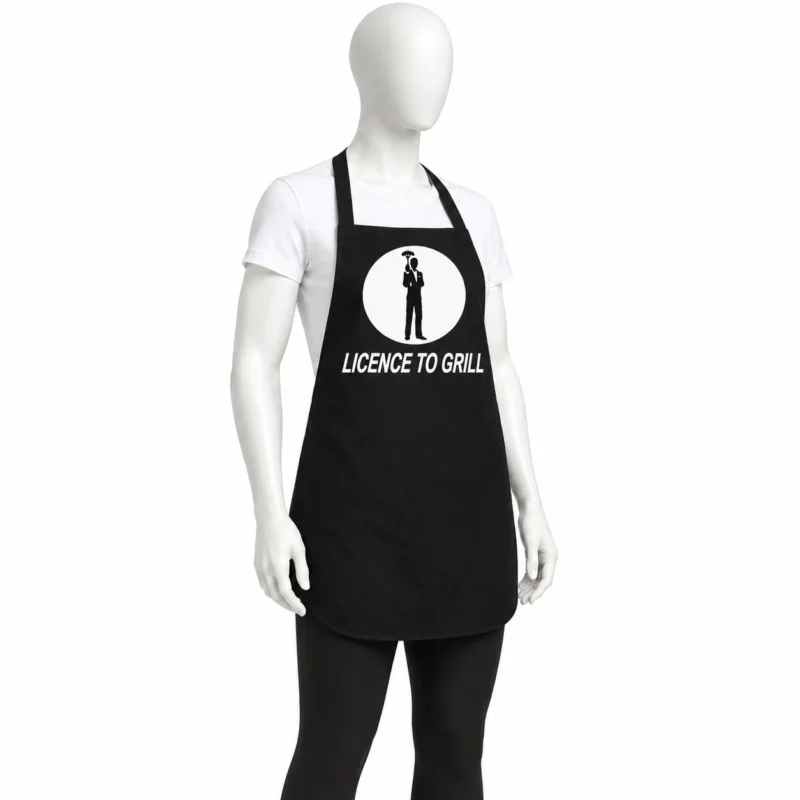 Licence to Grill Black Chef Apron - Licence to Grill Black Chef Apron | Funny BBQ Gift Apron