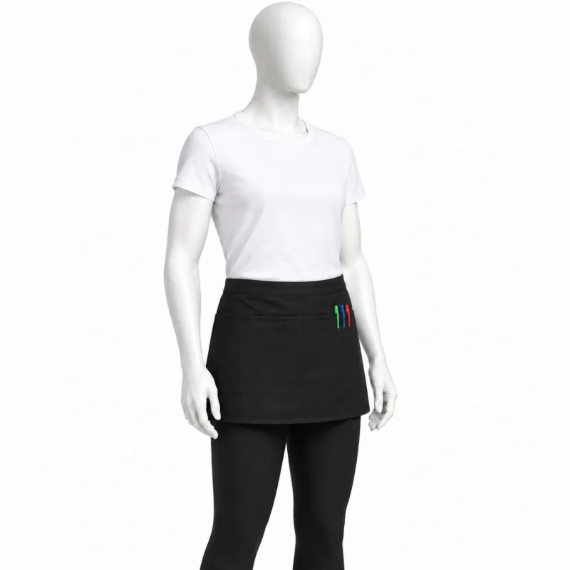 Black Short Waist Pocket Aprons - Black Short Waist Pocket Aprons – Practical Half Aprons for Servers & Staff
