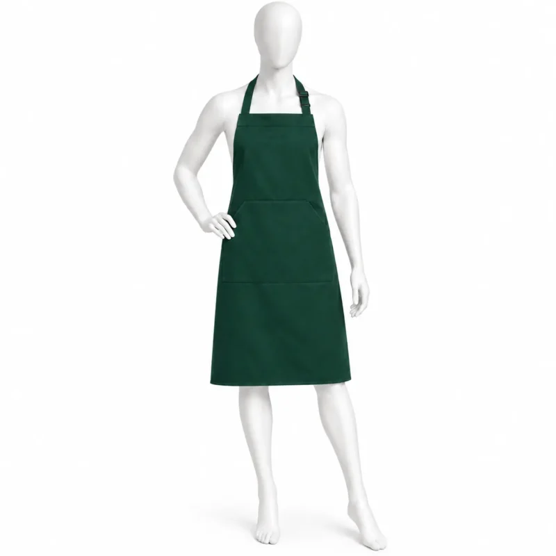 Adjustable Bib Unisex Aprons - Adjustable Bib Unisex Aprons with Two Pockets Dark Green – Classic & Durable (view 2)