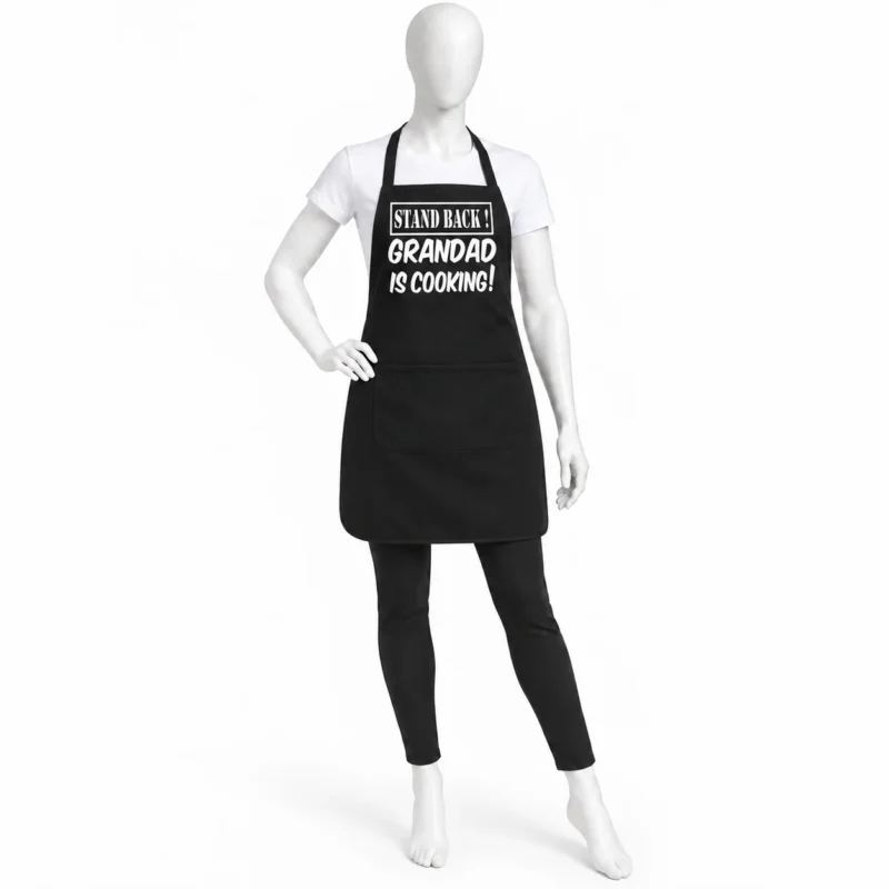 Grandad Is Cooking Black Chef Apron - GRANDAD IS COOKING Black Chef Apron | Funny Grandad Gift (view 2)