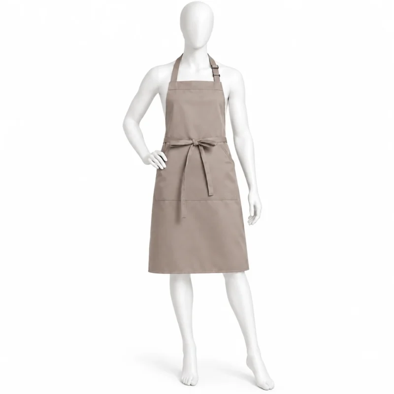 Adjustable Bib Unisex Aprons - Adjustable Bib Unisex Aprons with Two Pockets Latte – Neutral & Durable (view 2)