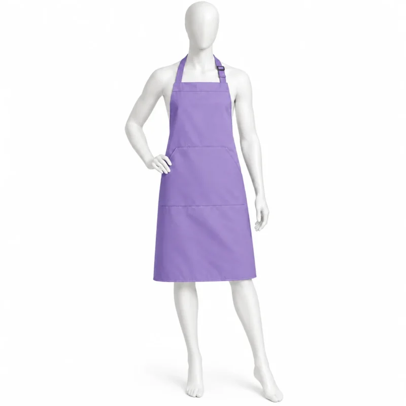Adjustable Bib Unisex Aprons - Adjustable Bib Unisex Aprons with Two Pockets Purple – Stylish & Durable (view 2)