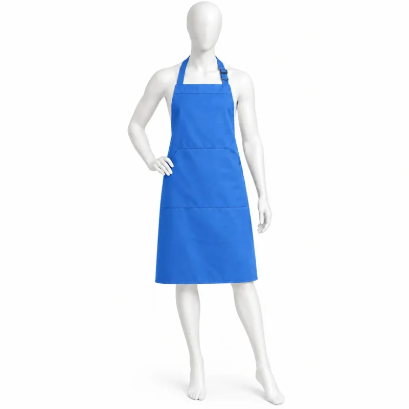 Adjustable Bib Unisex Aprons - Adjustable Bib Unisex Aprons with Two Pockets Royal Blue – Vibrant & Durable (view 2)