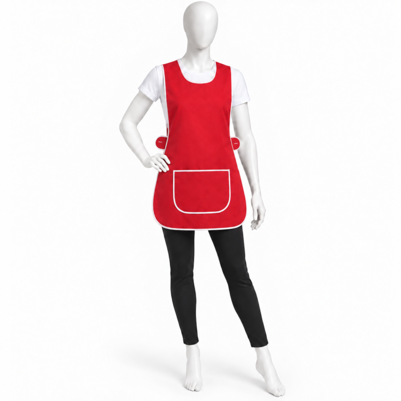 Red Tabard Apron - Red Tabard Apron Bulk | Wholesale Red Tabard Aprons for Professionals (view 2)