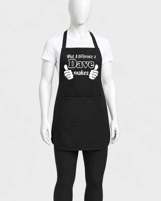 Dave Black Chef Apron - Dave Black Chef Apron – Personalized Fun Workwear for the Kitchen (view 3)