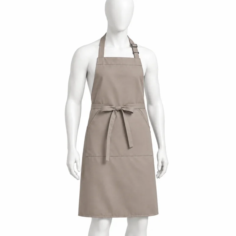 Adjustable Bib Unisex Aprons - Adjustable Bib Unisex Aprons with Two Pockets Latte – Neutral & Durable (view 3)