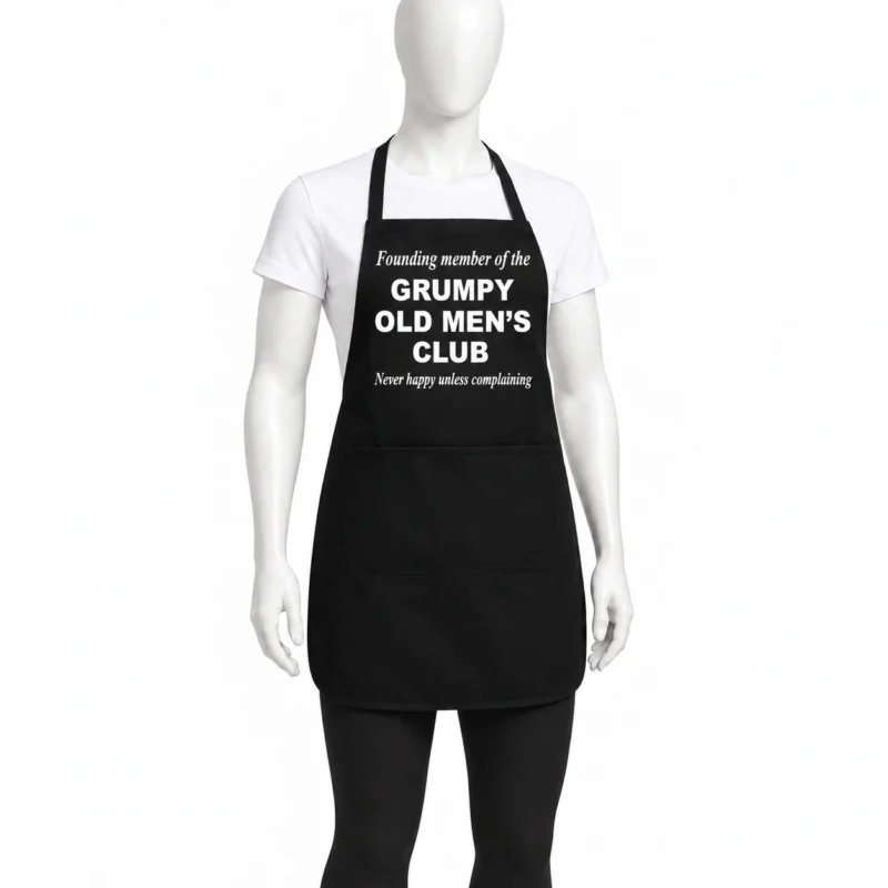 Grumpy Old Men’s Club Chef Apron - Grumpy Old Men’s Club Chef Apron | Funny Black Apron (view 3)