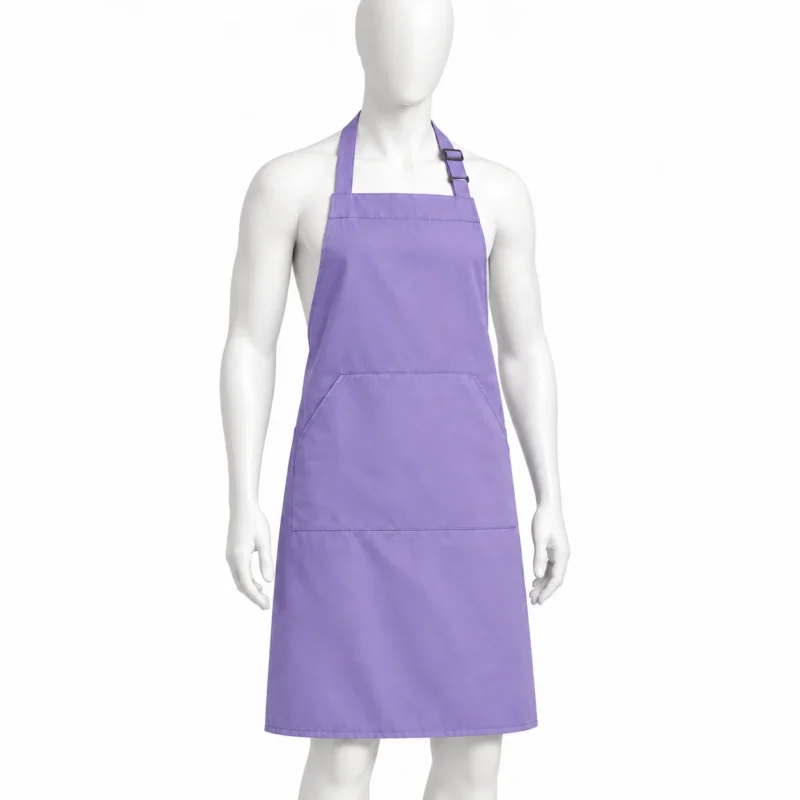 Adjustable Bib Unisex Aprons - Adjustable Bib Unisex Aprons with Two Pockets Purple – Stylish & Durable (view 3)