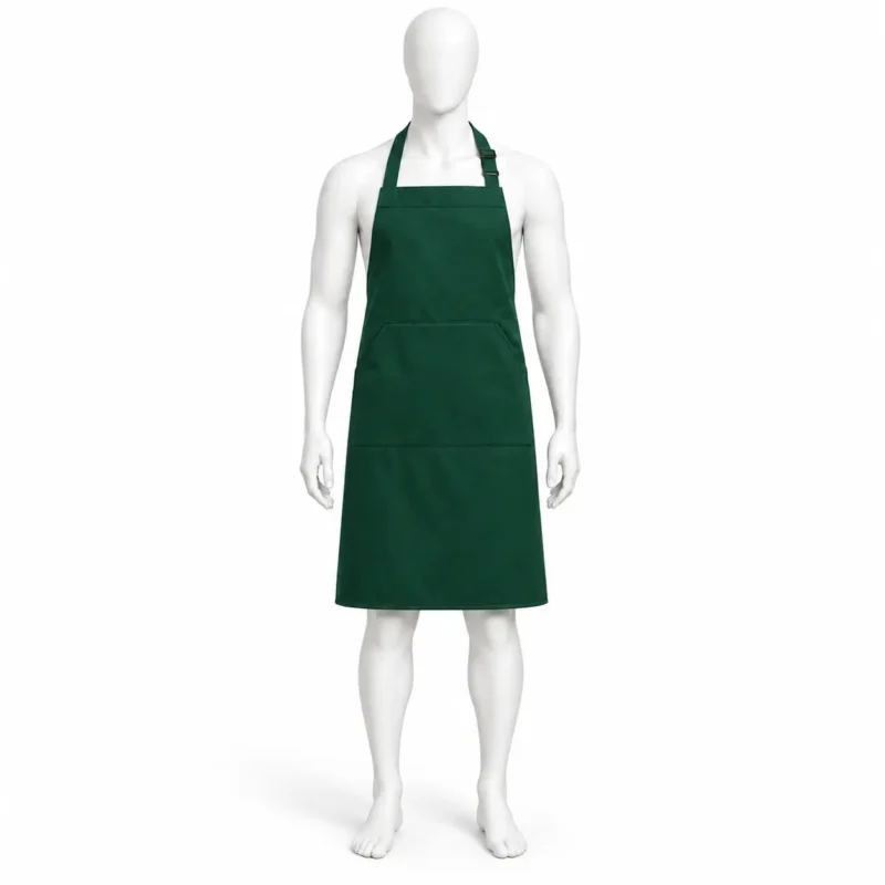 Adjustable Bib Unisex Aprons - Adjustable Bib Unisex Aprons with Two Pockets Dark Green – Classic & Durable (view 4)