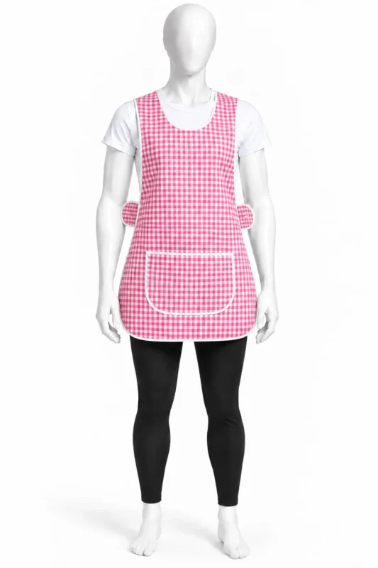 Pink Check Tabard - Pink Check Tabard in Bulk | Wholesale Workwear Aprons (view 3)
