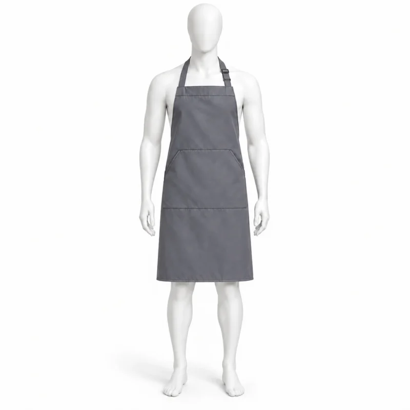 Adjustable Bib Unisex Aprons - Adjustable Bib Unisex Aprons with Two Pockets Dark Grey – Modern & Durable (view 4)