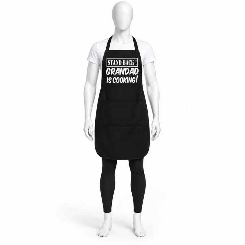 Grandad Is Cooking Black Chef Apron - GRANDAD IS COOKING Black Chef Apron | Funny Grandad Gift (view 4)