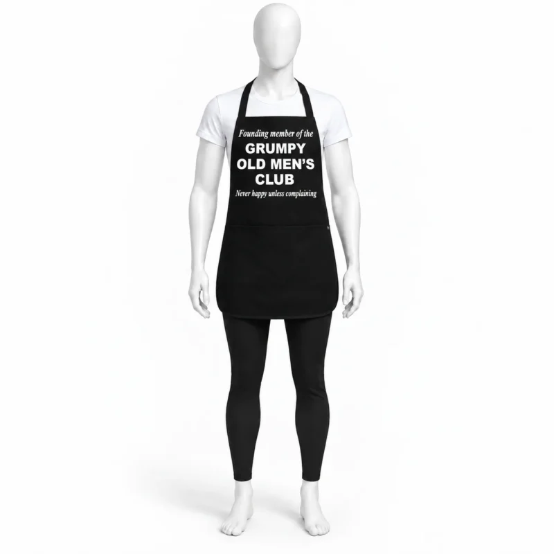 Grumpy Old Men’s Club Chef Apron - Grumpy Old Men’s Club Chef Apron | Funny Black Apron (view 4)