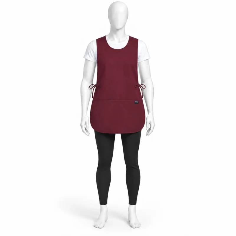Burgundy Cobbler Apron - Burgundy Cobbler Apron – Durable Work Tabard with Side Ties & Pocket (view 4)