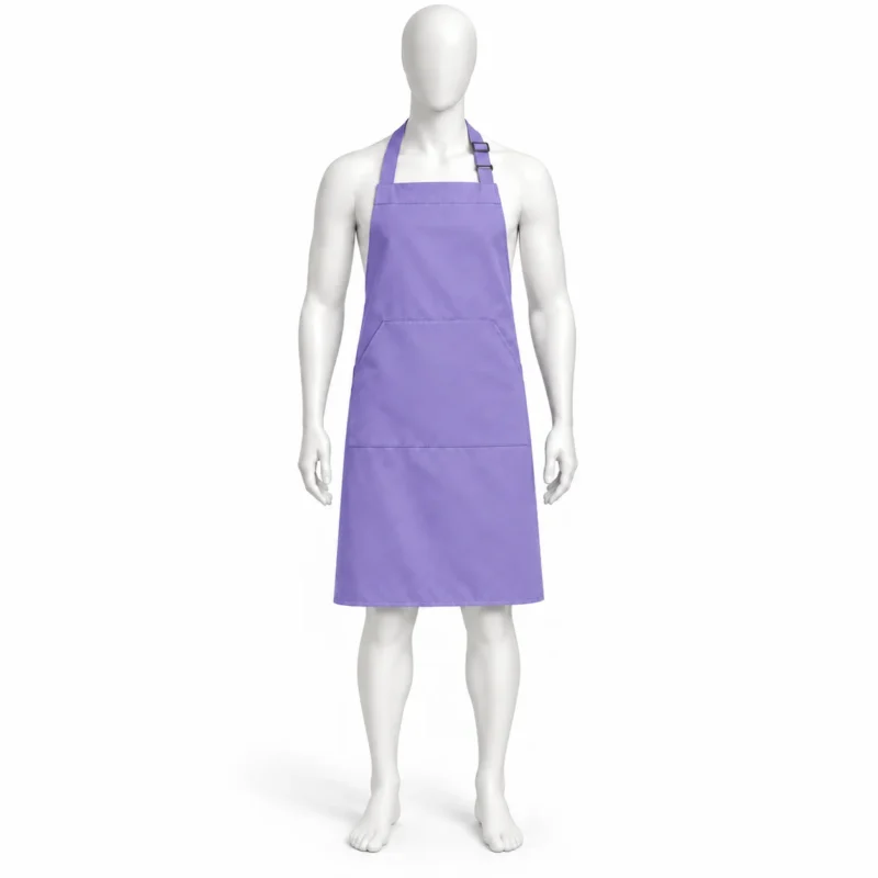 Adjustable Bib Unisex Aprons - Adjustable Bib Unisex Aprons with Two Pockets Purple – Stylish & Durable (view 4)