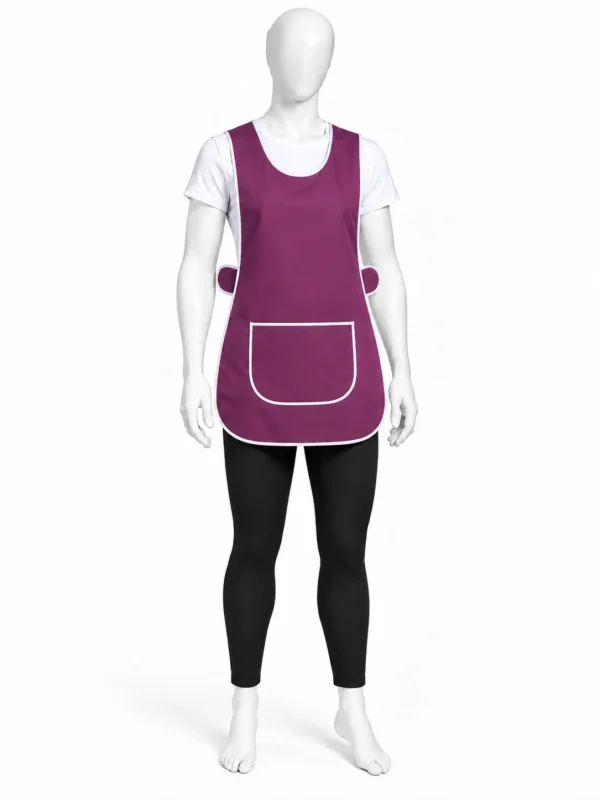 Purple Tabard Apron - Purple Tabard Apron with Pocket | Adjustable Workwear (view 4)