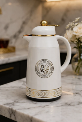 Luxury Cream Coffee Flask - Luxury Cream Coffee Flask Gold Accent Thermal Jug Hot Cold Drinks 1 Piece Insulated Server (view 3)