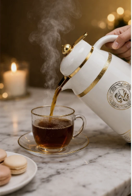 Luxury Cream Coffee Flask - Luxury Cream Coffee Flask Gold Accent Thermal Jug Hot Cold Drinks 1 Piece Insulated Server (view 4)