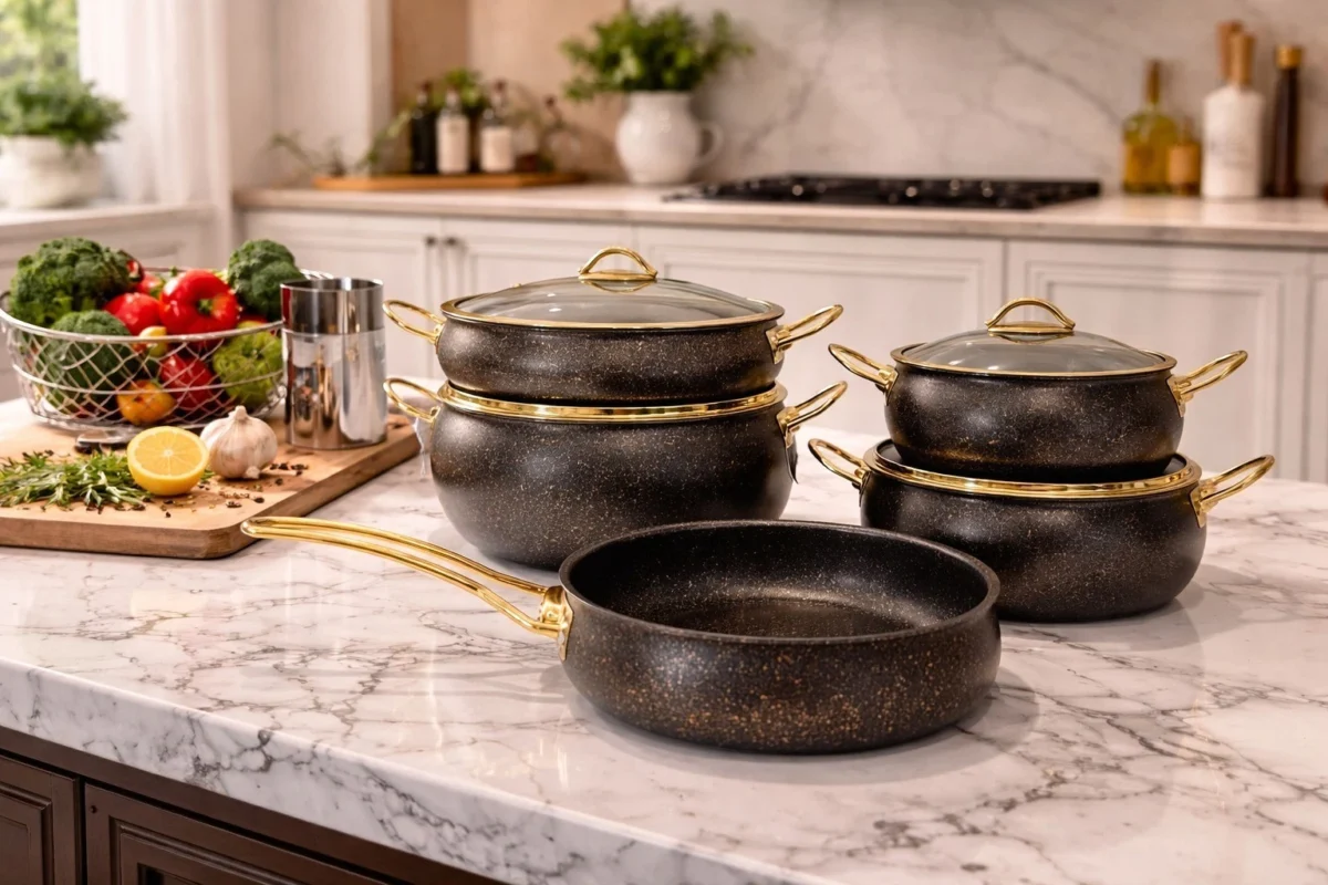 9 piece cookware set - Premium 9 Piece Cookware Set Non Stick with Glass Lids (view 2)