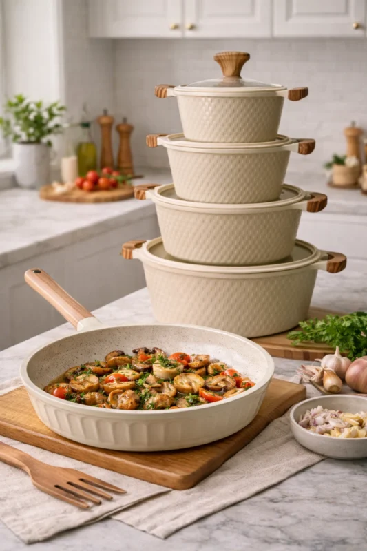 10 piece cookware set - Premium 10 Piece Cookware Set Granite Non Stick Pots (view 3)
