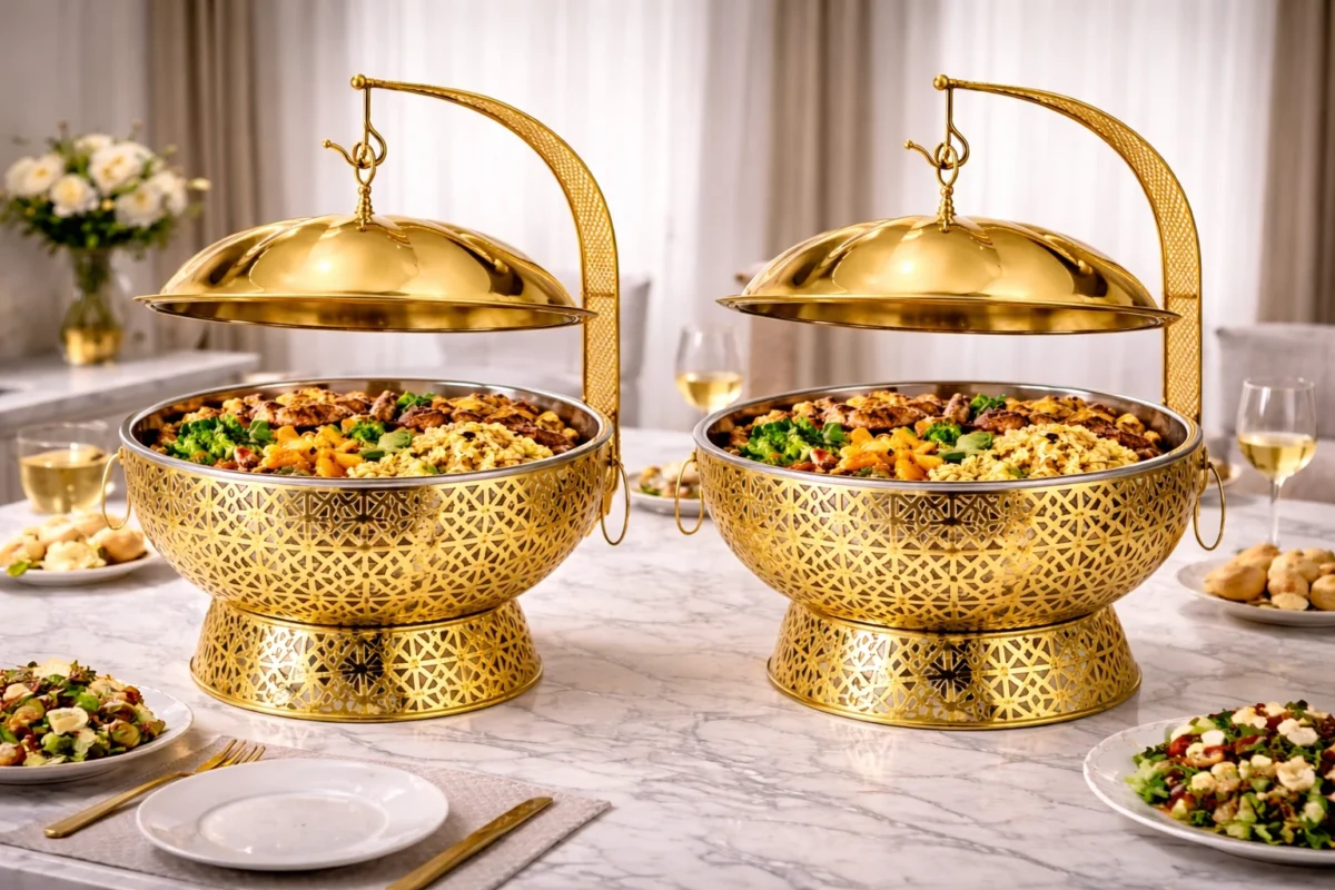 Gold Chafing Dish Stainless Steel - Luxury Gold Chafing Dish Stainless Steel Buffet Food Warmer – Elegant Serving Tray for Catering & Events (view 4)