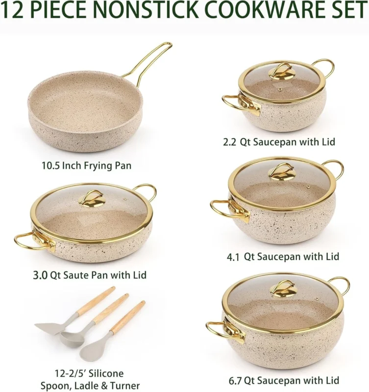 12 piece pots and pans set - Premium 12 Piece Pots and Pans Set Induction Compatible (view 3)