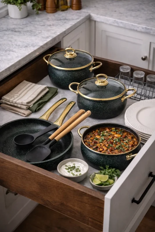 9 piece non stick cookware set - Premium 9 Piece Non Stick Cookware Set Induction Pots (view 4)
