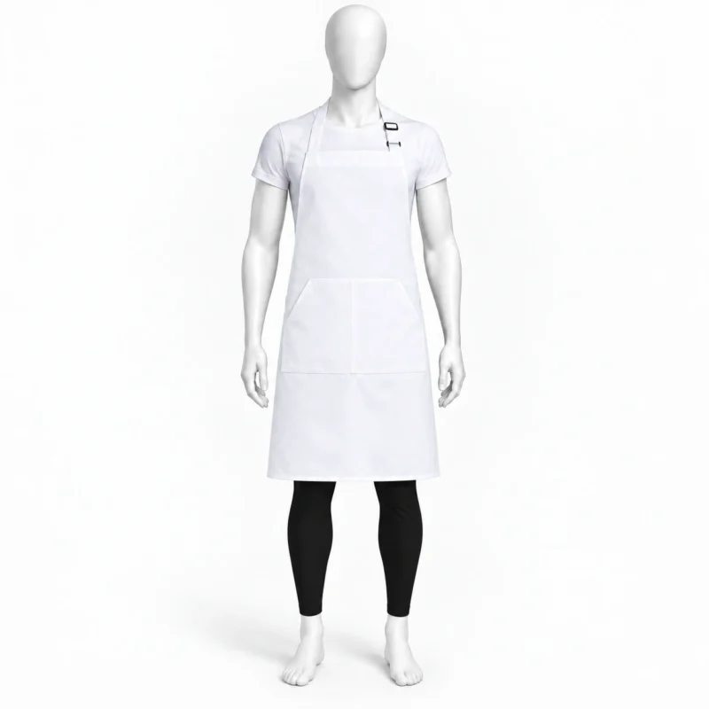 White Bib Apron - White Bib Apron – Professional Kitchen & Catering Apron (view 4)