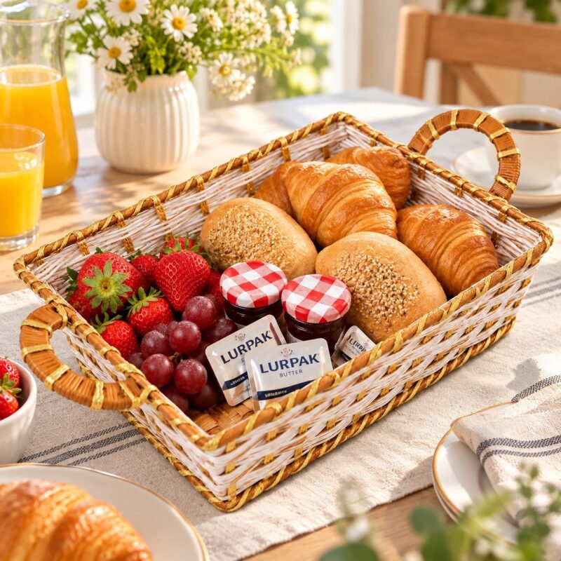 Rectangular Woven Baskets - Rectangular Woven Baskets Set of 3 with Handles | Storage Trays (view 2)