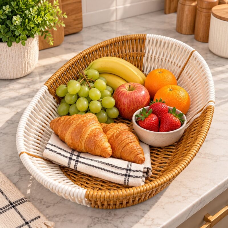 Oval Plastic Woven Baskets - Oval Plastic Woven Baskets Set of 3 | Storage & Serving Baskets (view 3)