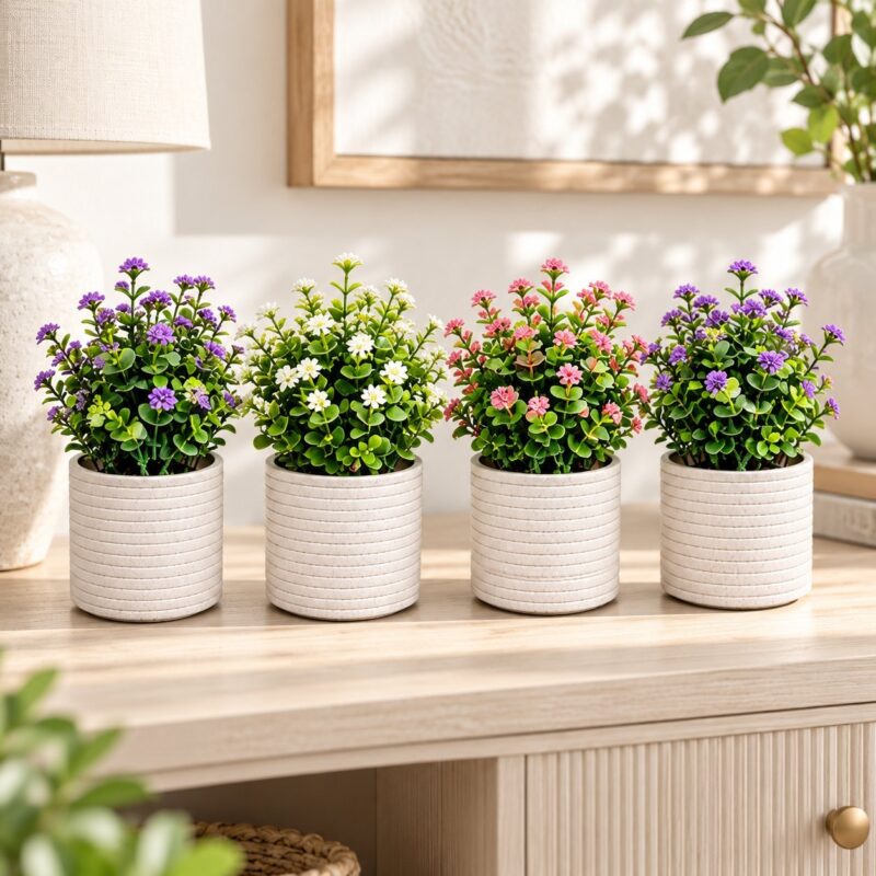 Clay Matte Plant Pots - Set of 4 Clay Matte Plant Pots – Decorative Indoor Planters for Home, Office, Bedroom, Kitchen and Tabletop Décor