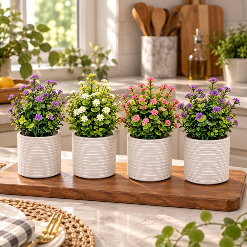 Clay Matte Plant Pots - Set of 4 Clay Matte Plant Pots – Decorative Indoor Planters for Home, Office, Bedroom, Kitchen and Tabletop Décor (view 3)