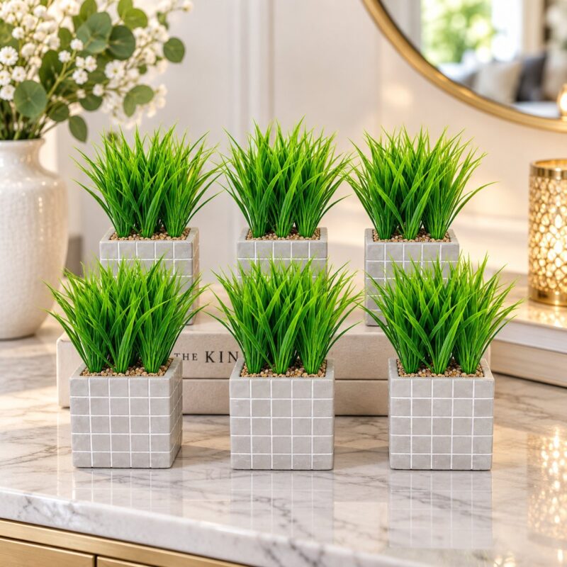 Mini Clay Effect Planters - Mini Clay Effect Planters Set of 4 – Small Square Plant Pots for Indoor Décor (view 2)