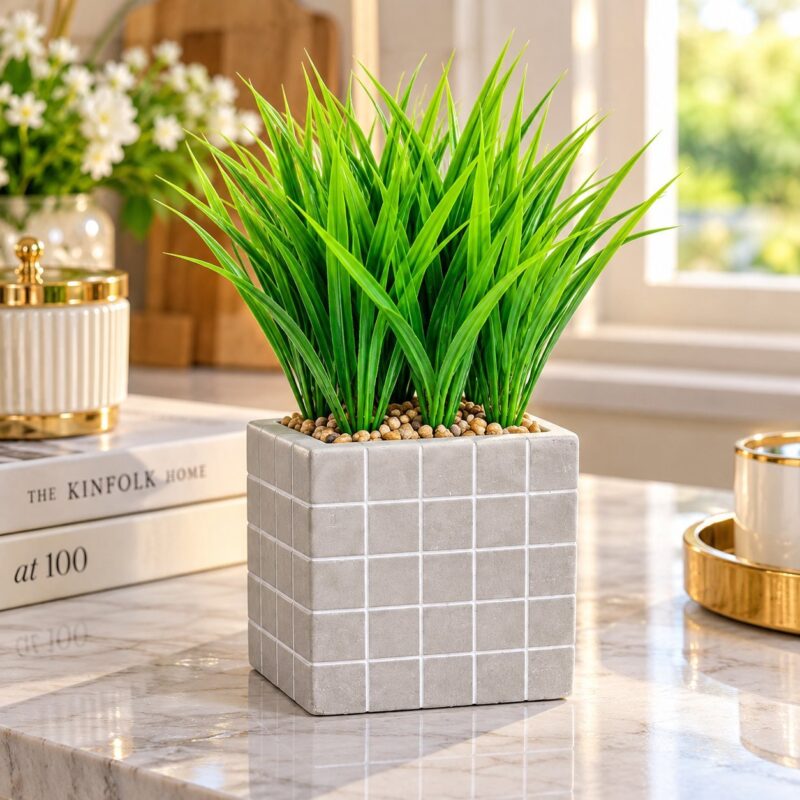 Mini Clay Effect Planters - Mini Clay Effect Planters Set of 4 – Small Square Plant Pots for Indoor Décor