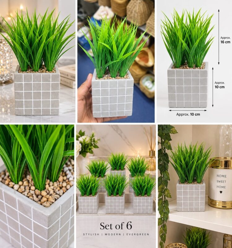 Mini Clay Effect Planters - Mini Clay Effect Planters Set of 4 – Small Square Plant Pots for Indoor Décor (view 4)