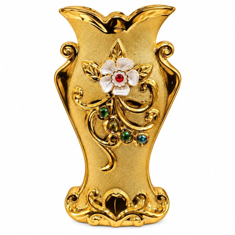 ceramic vase set of 3 - Ceramic vase Set of 3 – Premium Luxury Gold Embossed Decorative vase Height 24cm/width 10cm medium
