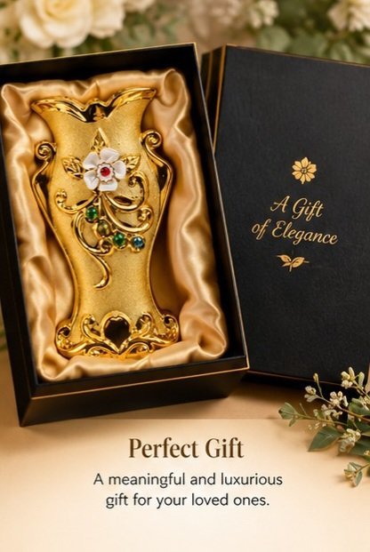 ceramic vase set of 3 - Ceramic vase Set of 3 – Premium Luxury Gold Embossed Decorative vase Height 24cm/width 10cm medium (view 3)
