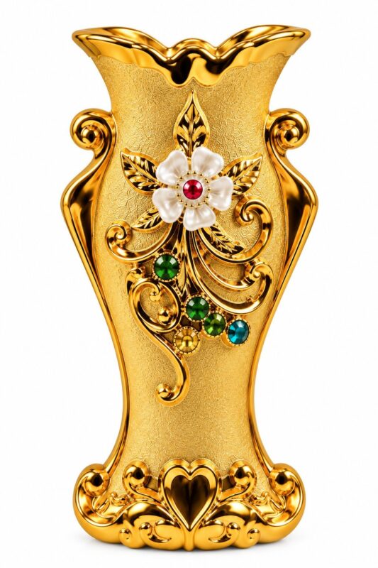 Ceramic Vase Set of 3 - Ceramic vase  Set of 3 – Premium Luxury Gold Embossed Decorative vase  Height 26.7cm/width 11.2cm large