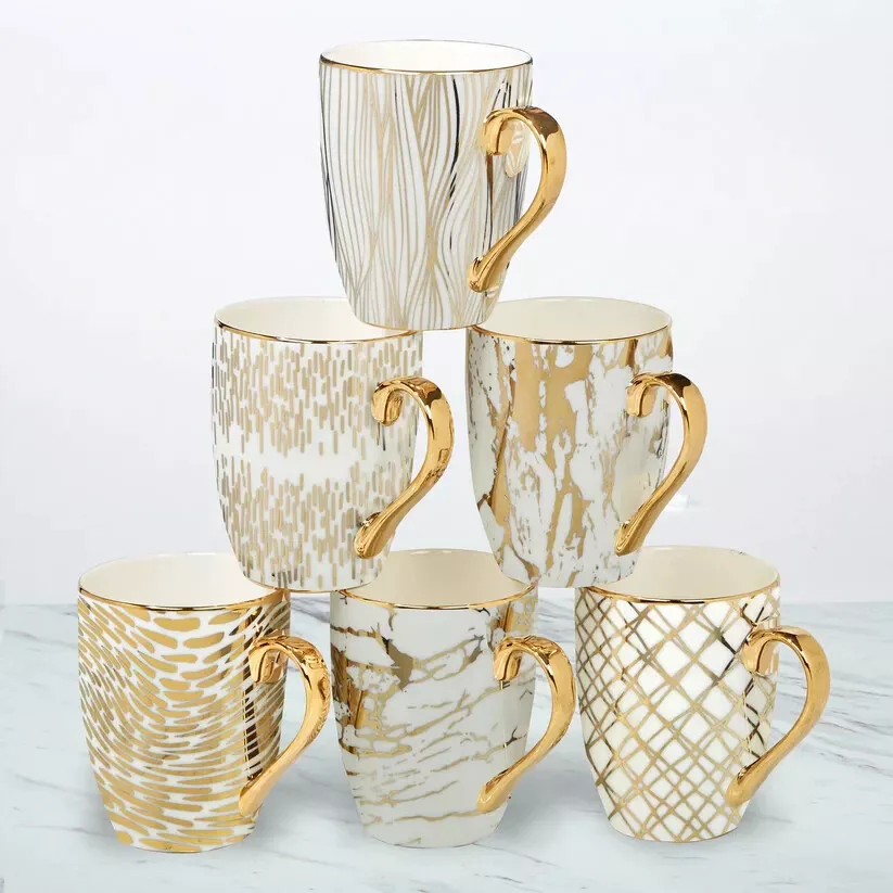 6-x-Matrix-Gold-Plated-mugs-Tapered-Mugs-Assorted-Design-Golden-Pattern-White-Coffee-Mug.webp