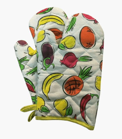 Decorative Assorted Design, 2 Oven Mitts Gloves Cooking Heat Resistant, 18 x 28 cm.